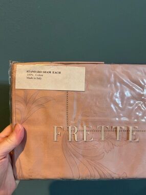 NWT Frette Standard Sham Liegi Fiore in Camelia - Dusty Rose 100% Cotton